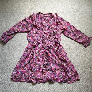 Gap Floral Ruffle Long Sleeve Dress Sz L